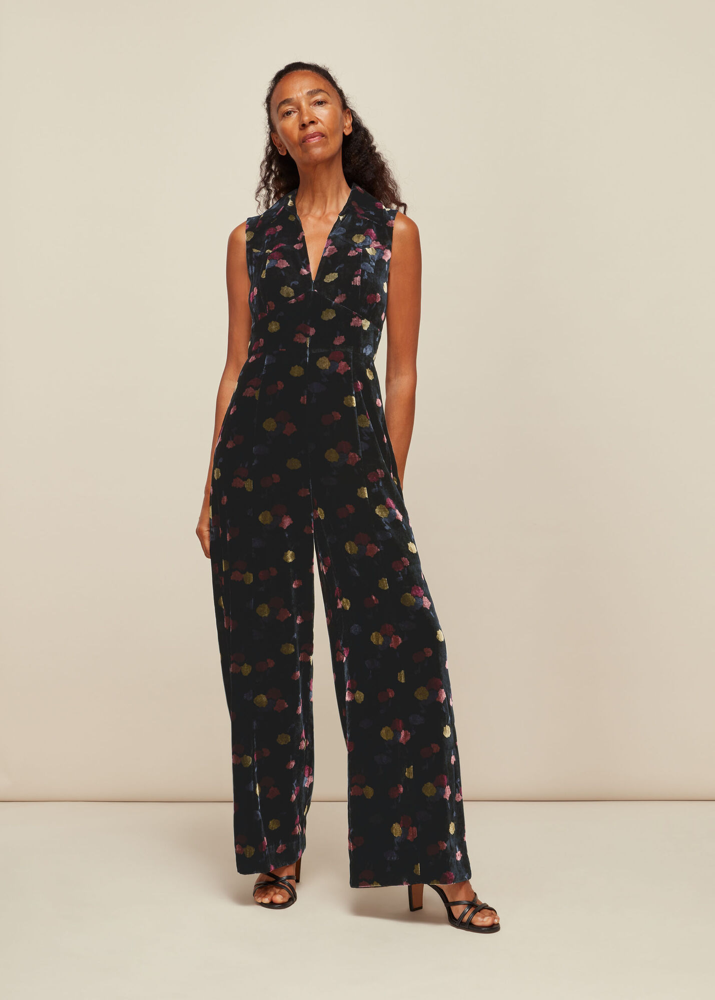 Black/Multi Velvet Printed Jumpsuit WHISTLES