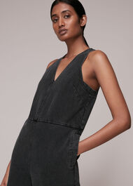 V Neck Denim Jumpsuit