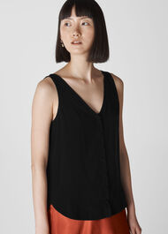 Bobbie Button Front Top Black