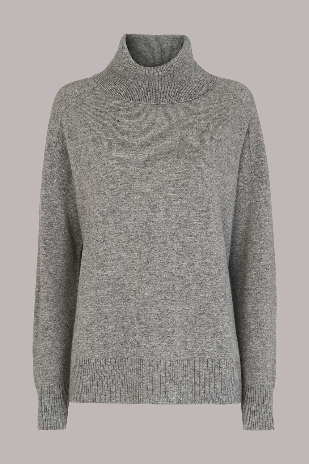Grey Cashmere Turtleneck Sweater