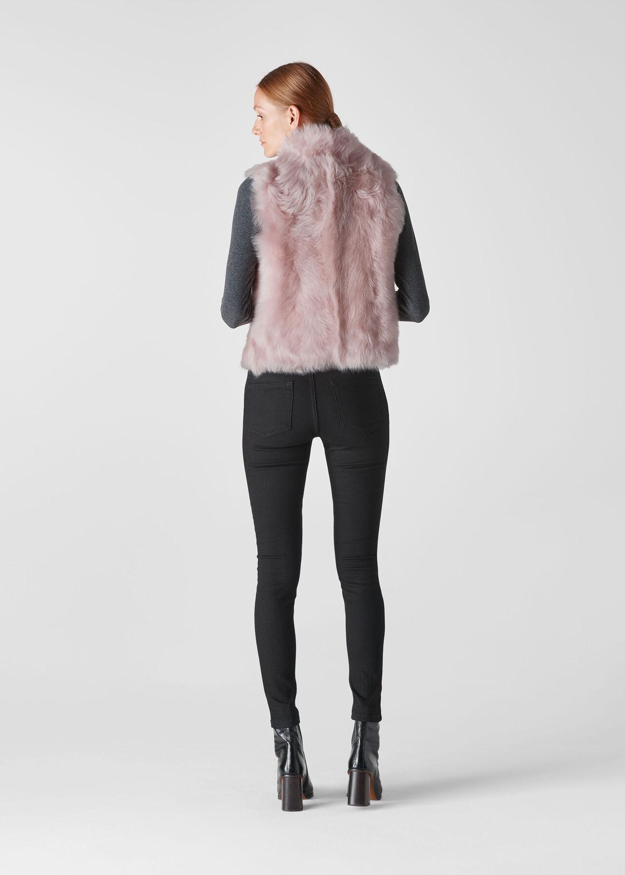 Toscana Sheepskin Gilet Pale Pink