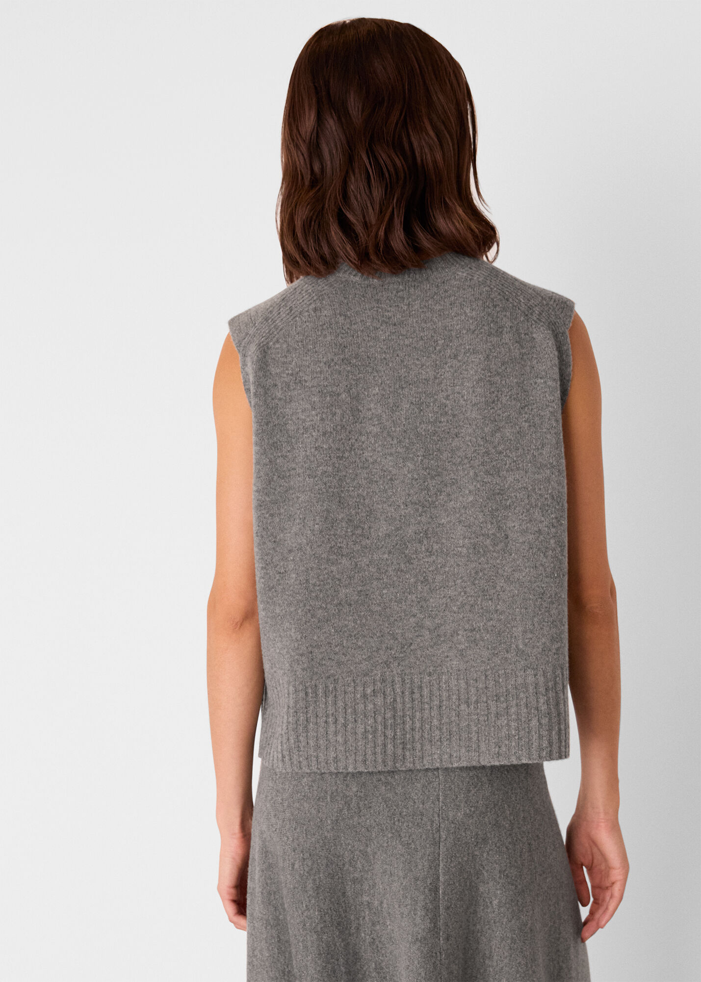 Women's Gray Wool Sleeveless Sweater Vest | Whistles US |