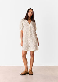 Palm Print Linen Blend Dress