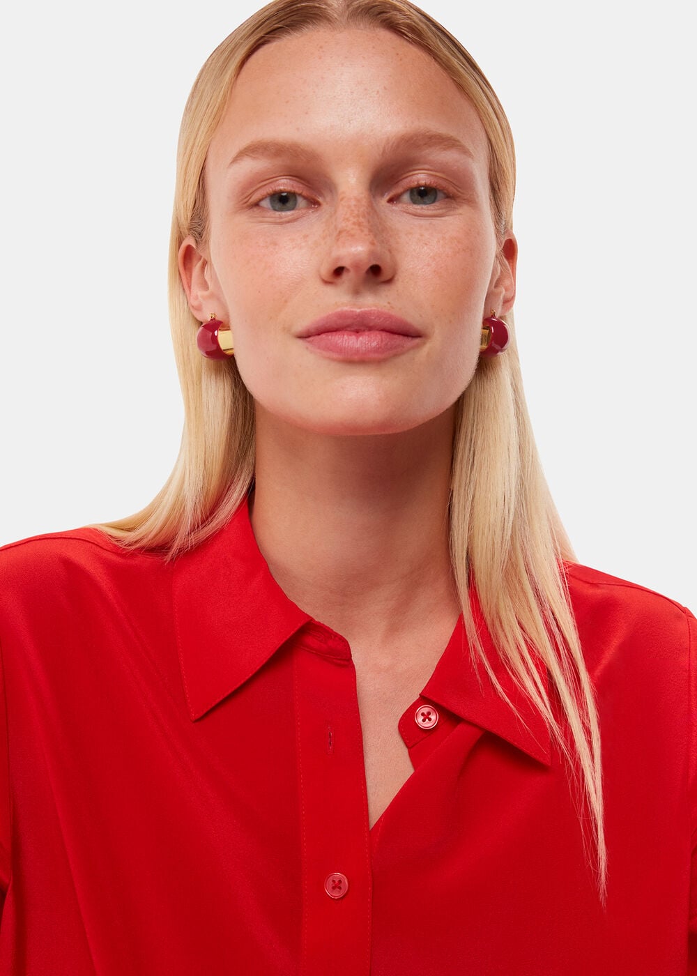 Red Enamel Wide Hoop