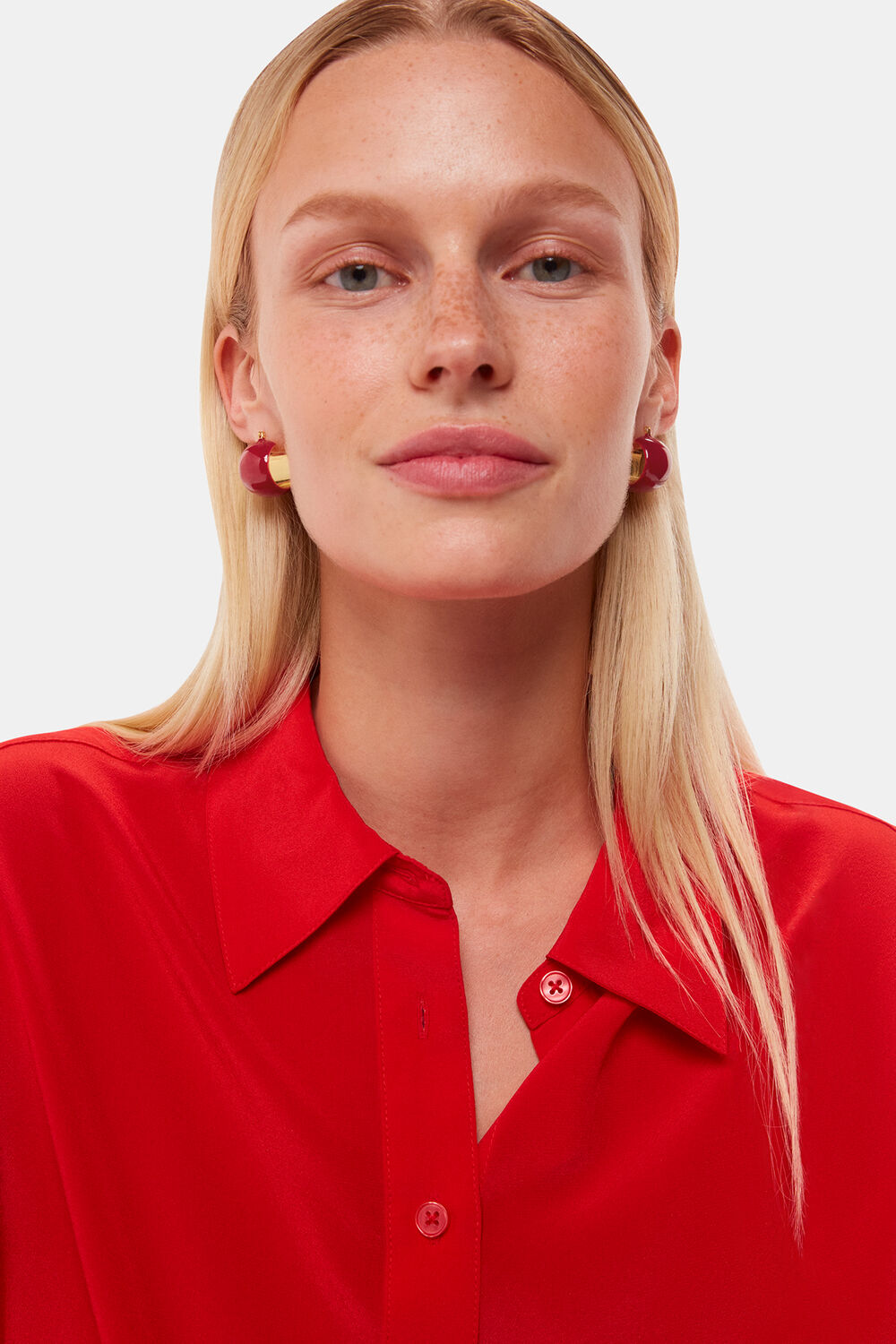 Red Enamel Wide Hoop