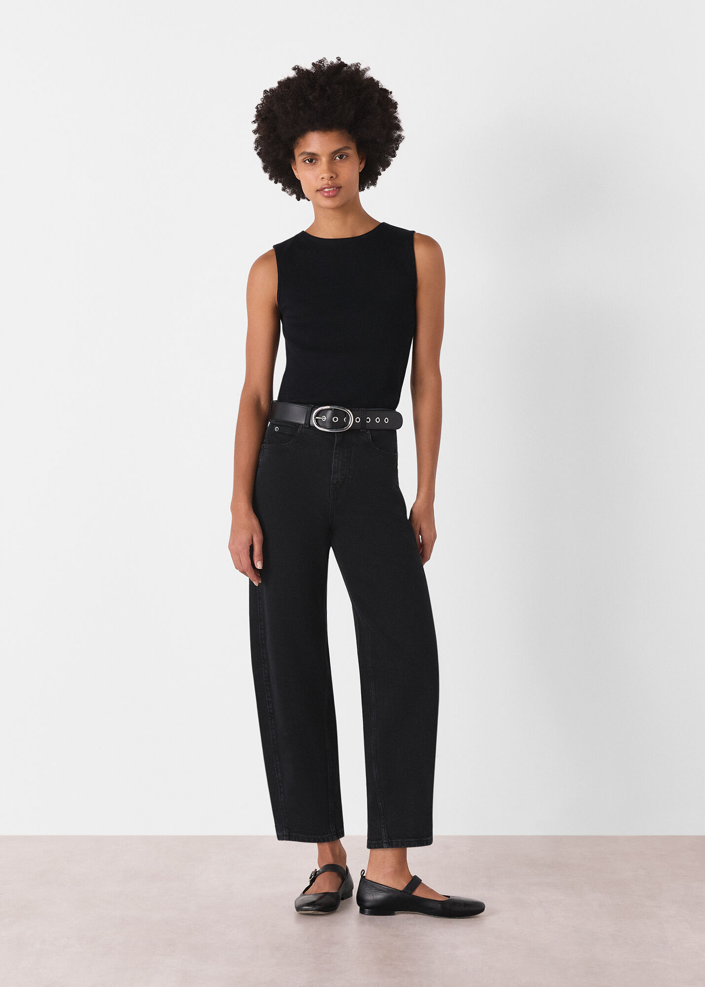 Black HighWaisted BarrelLeg Jeans Whistles Whistles UK