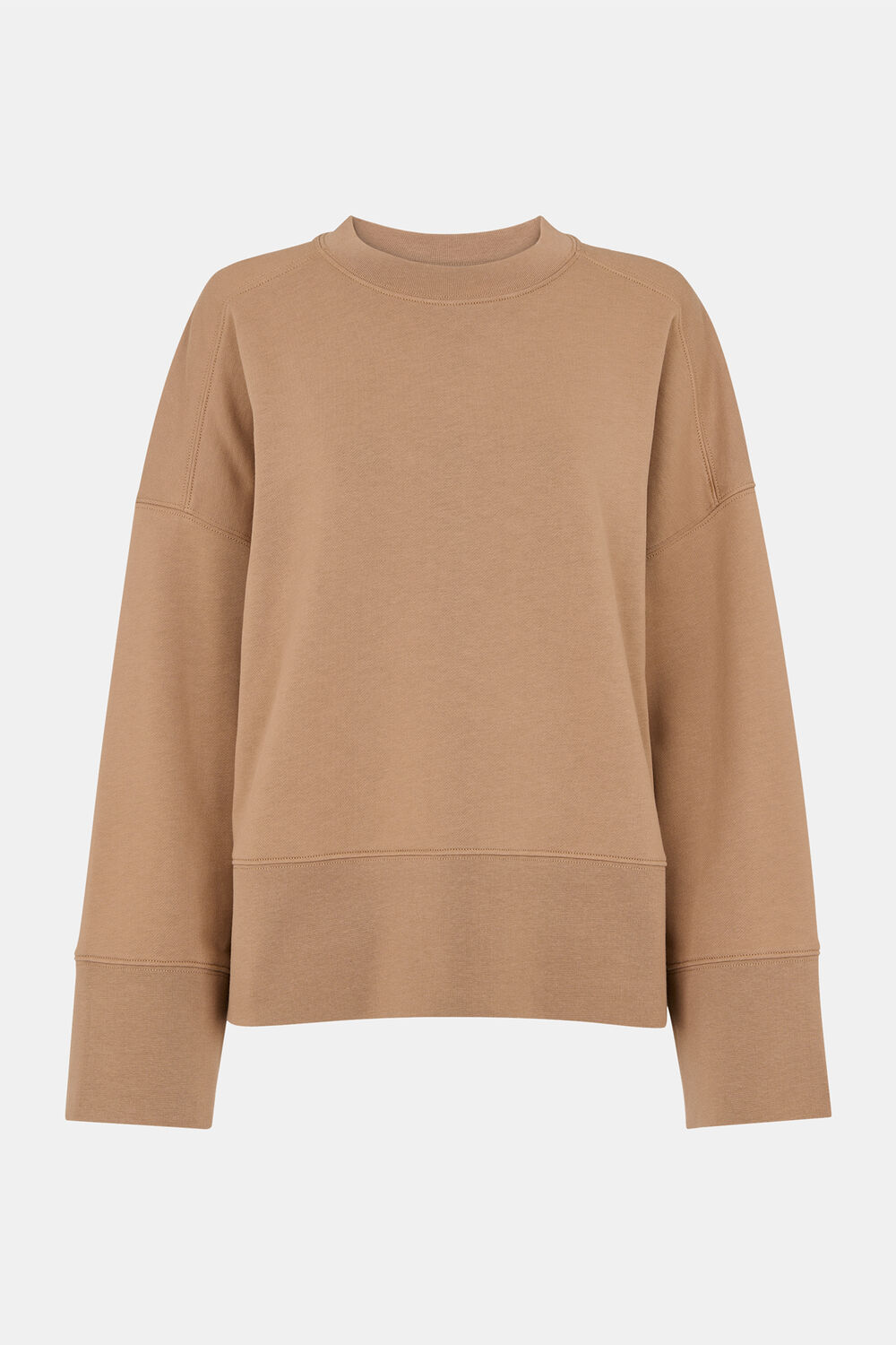 Camel Rib Cuff Detail Jersey Sweat