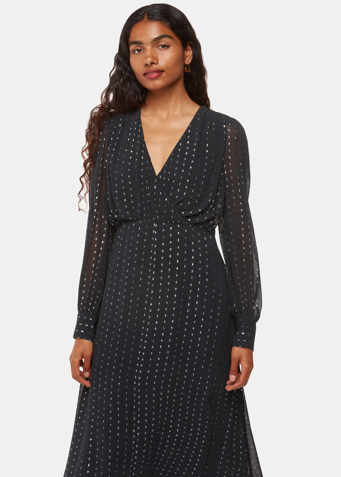 Metallic stripe dress top