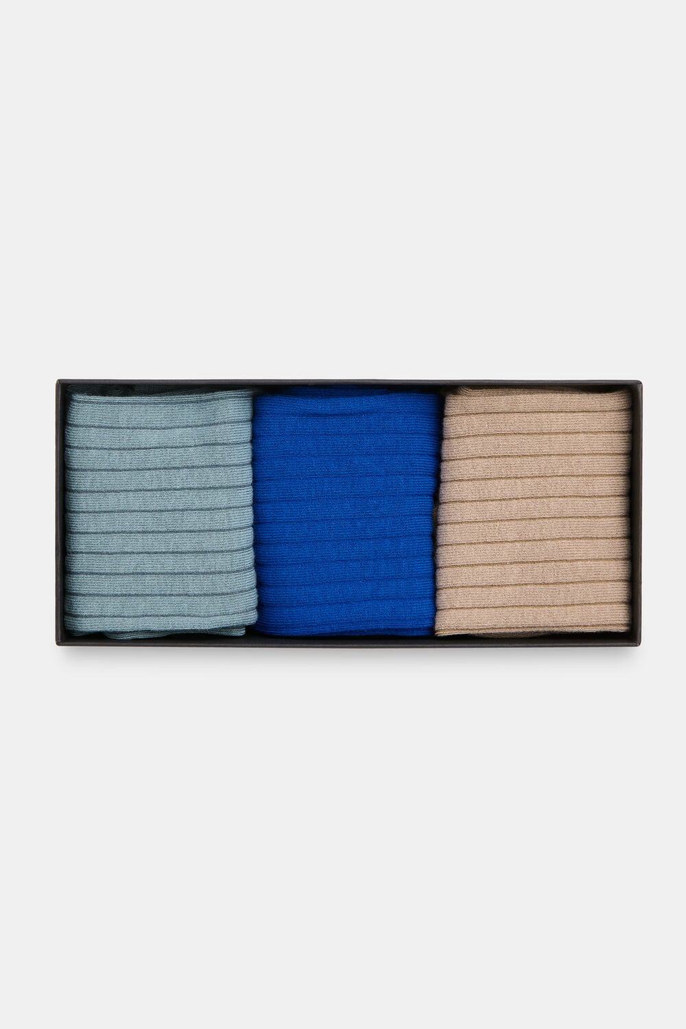 Blue Ribbed Socks Set of 3