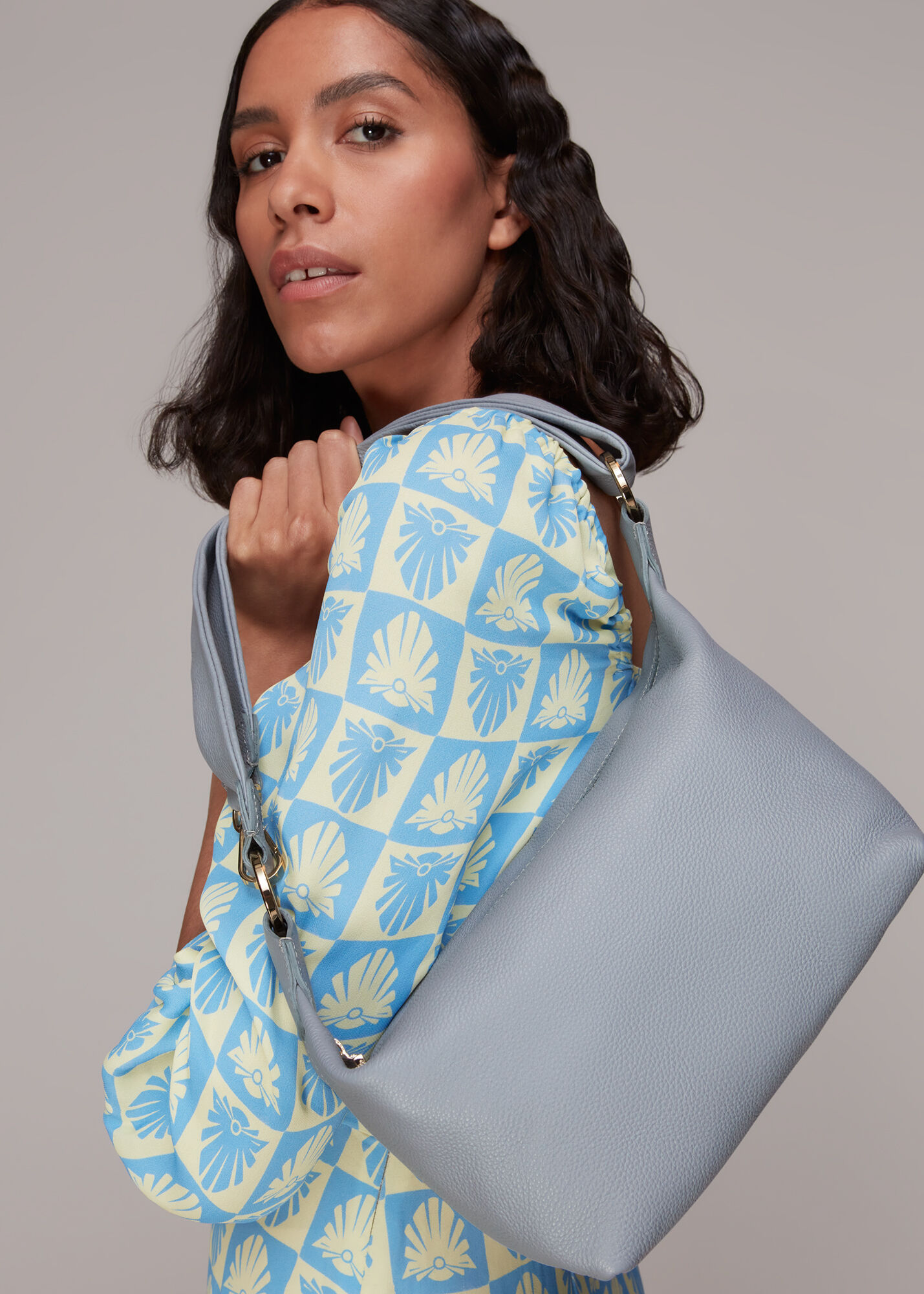 Pale Blue Nessie Slouchy Cube Bag WHISTLES