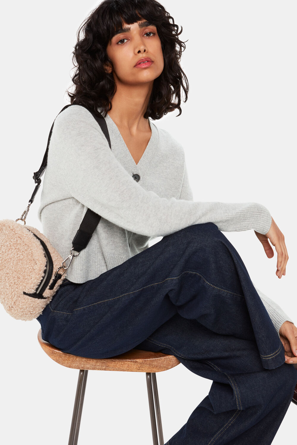 Wool Cropped V Neck Cardigan