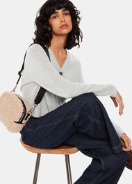 Wool Cropped V Neck Cardigan