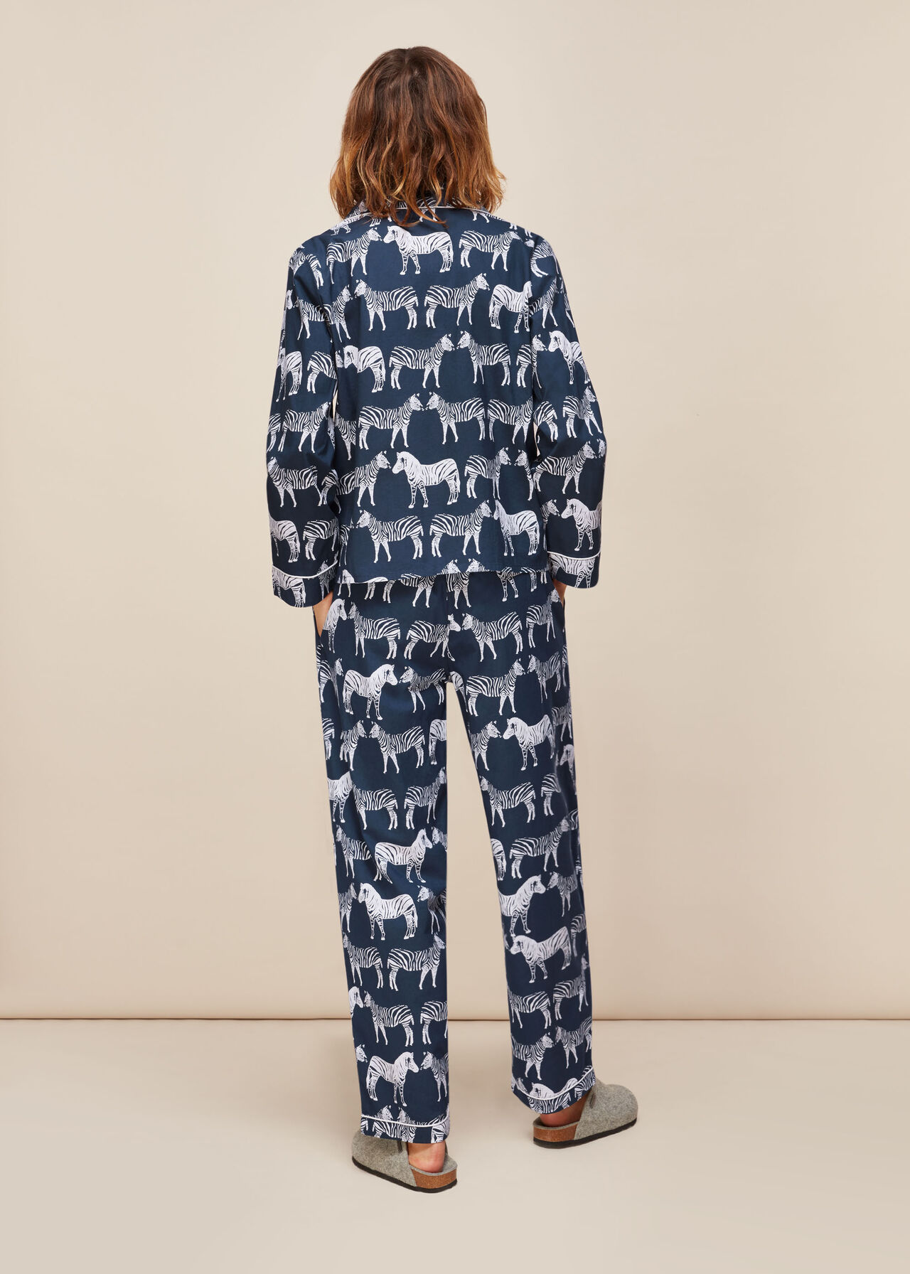 zondaar bijtend Uitgang Navy/Multi Zebra Print Cotton Pyjama Set | WHISTLES 