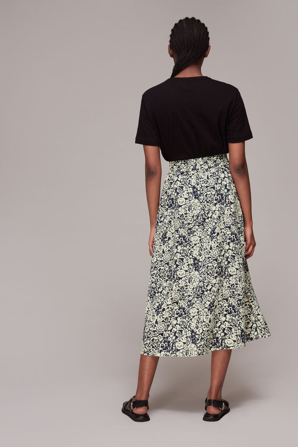 Graphic Floral Pull On Skirt