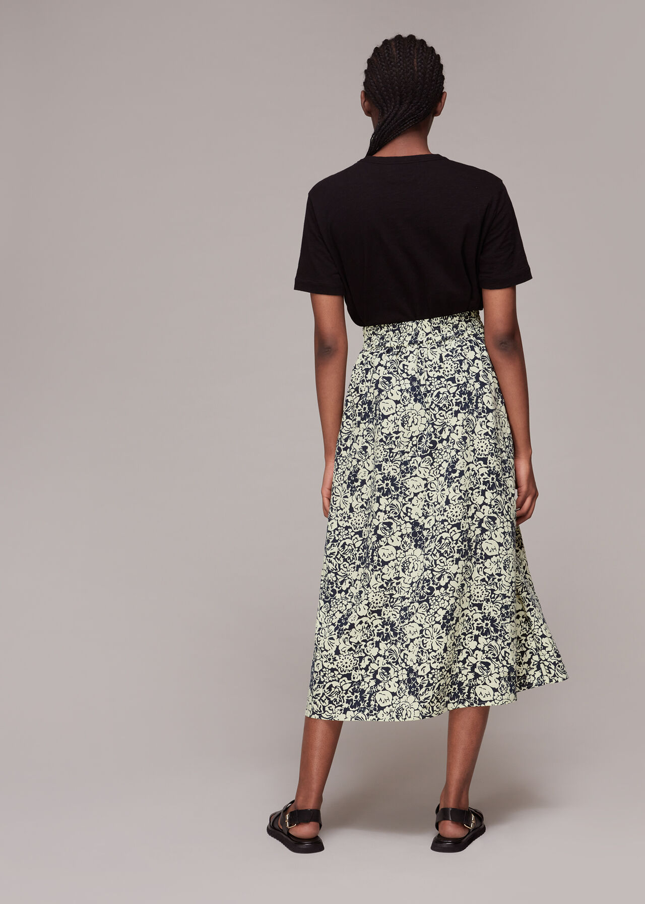 Graphic Floral Pull On Skirt
