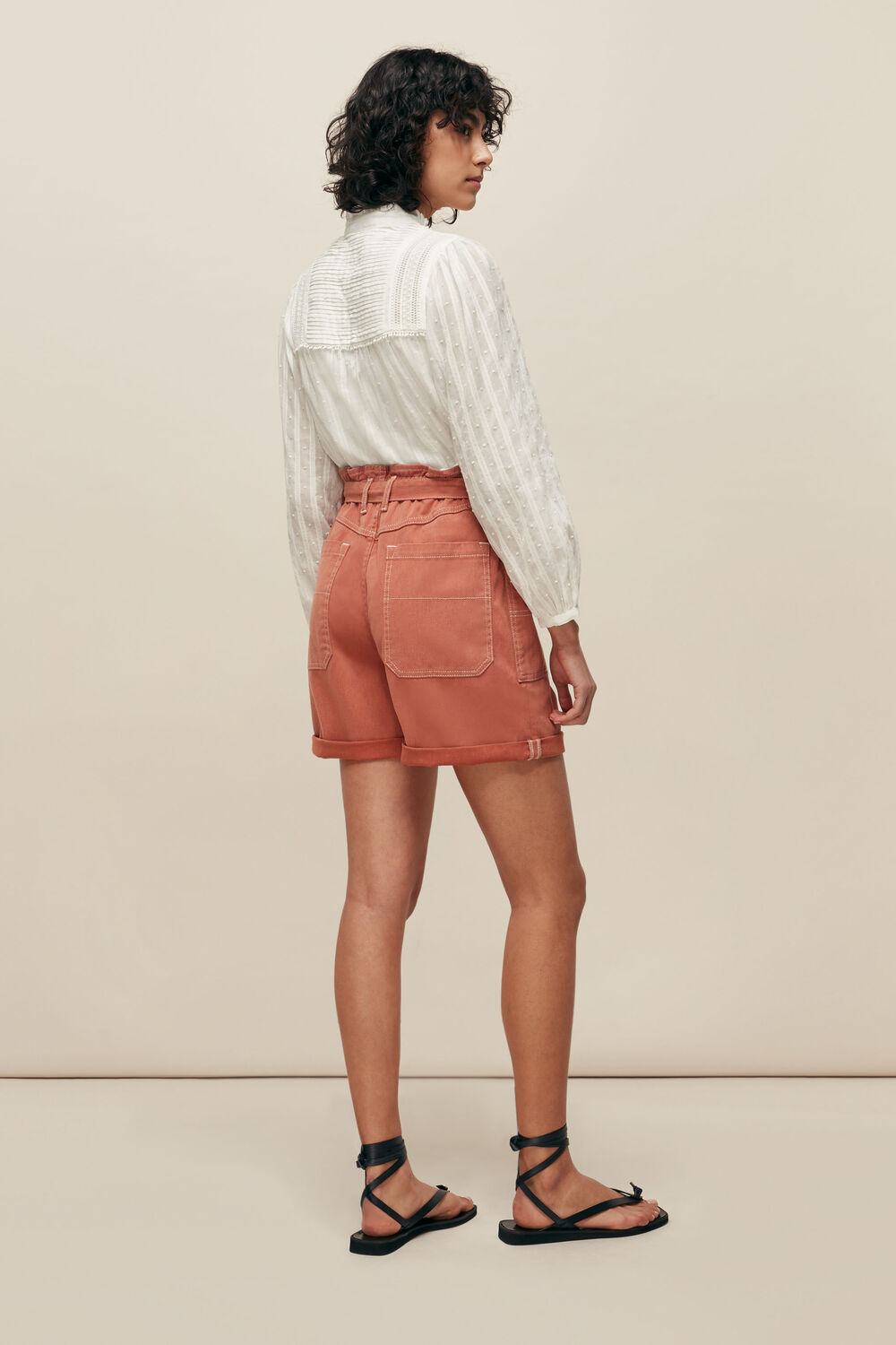 Tie Waist Cargo Pocket Short Coral/Multi