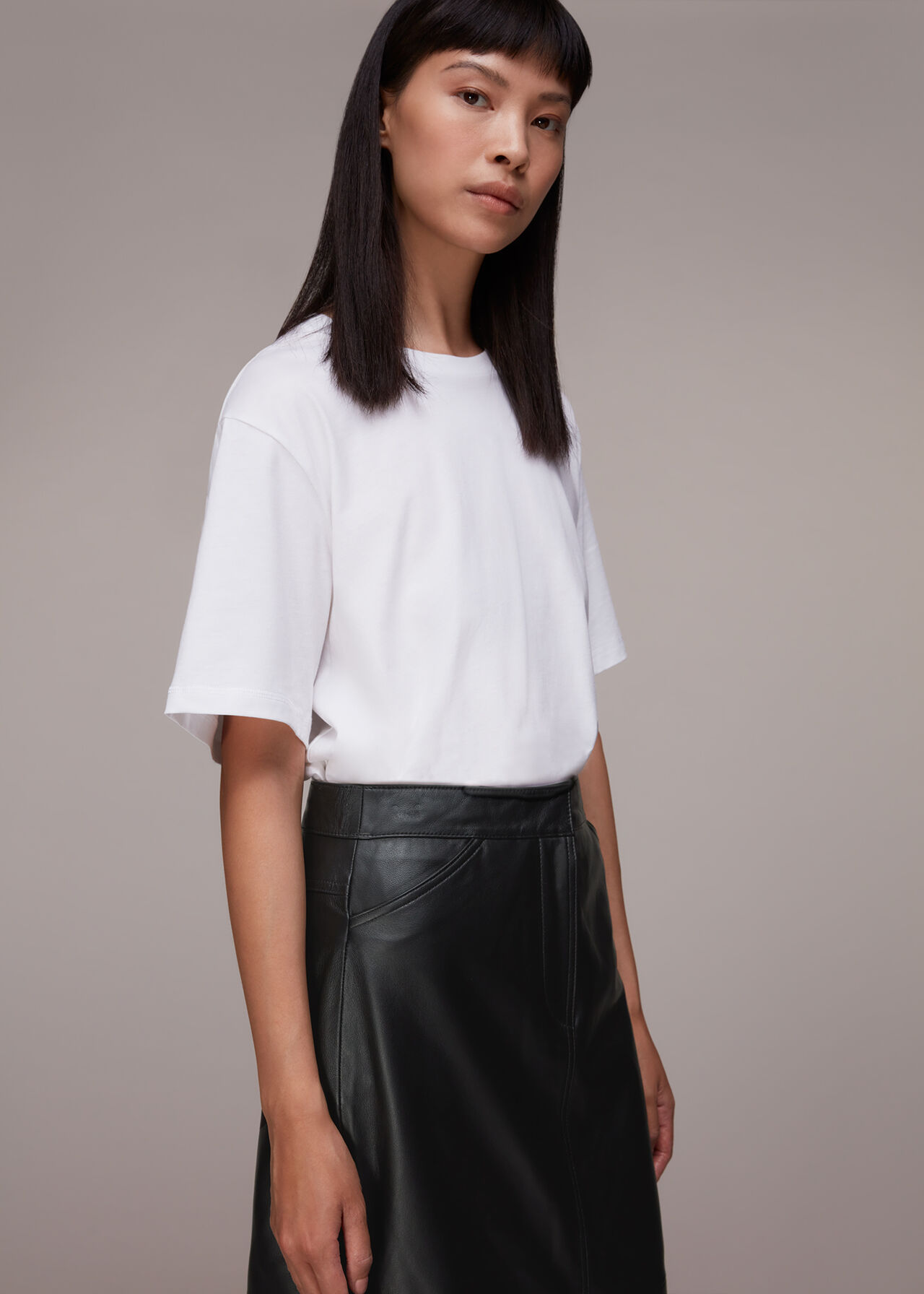 Jamie Leather Midi Skirt