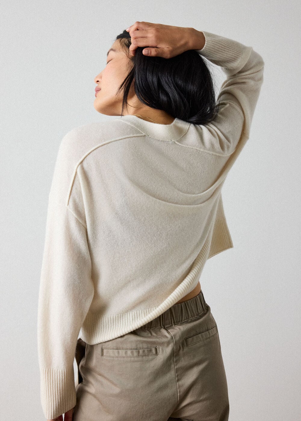 Ivory Cashmere Button Cardigan