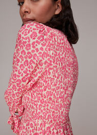 Cheetah Print Shirred Dress