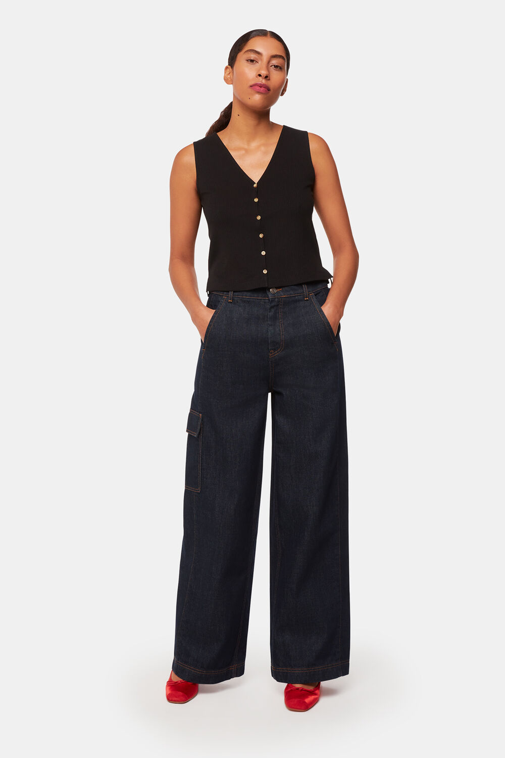 Button Front Rib Tank