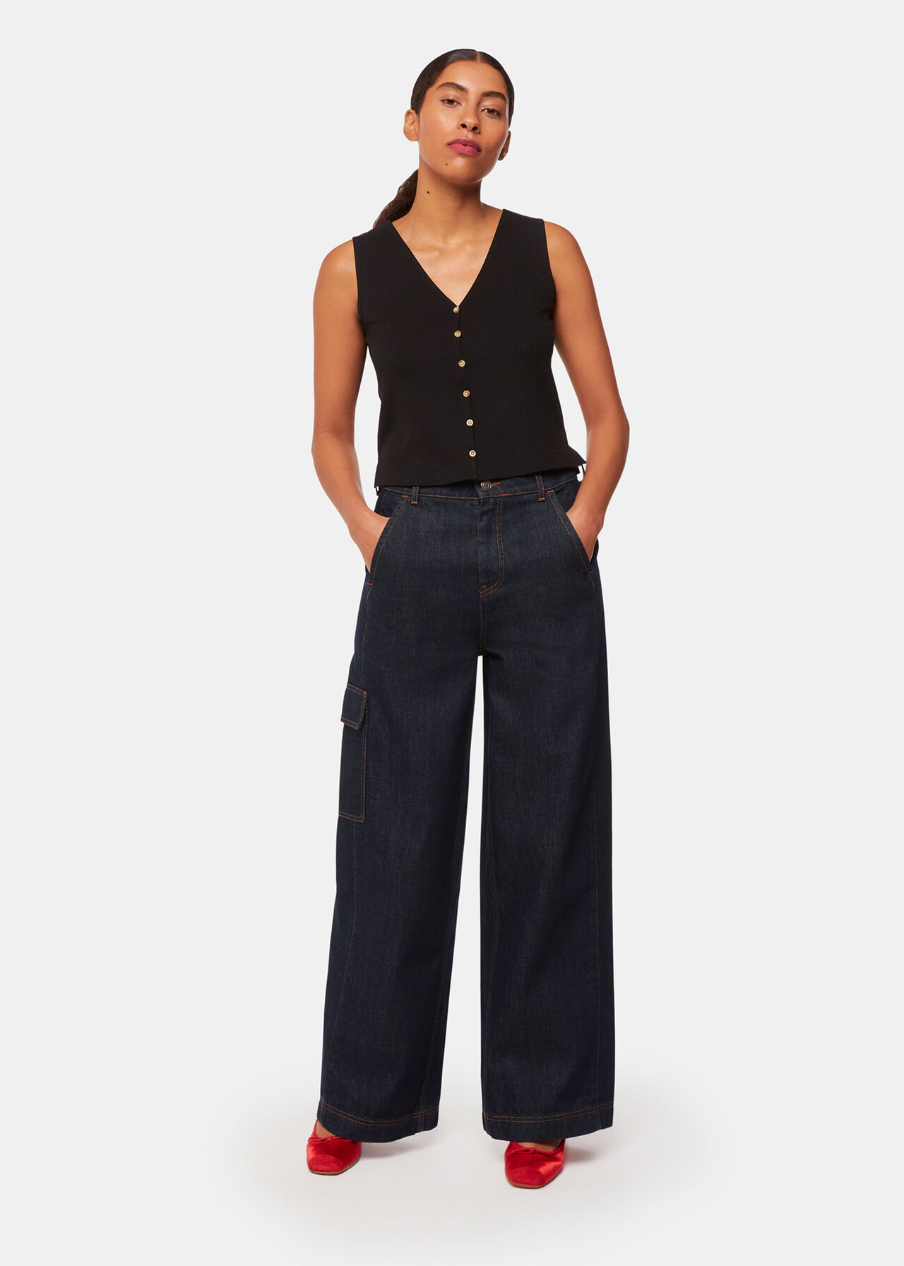 Button Front Rib Tank