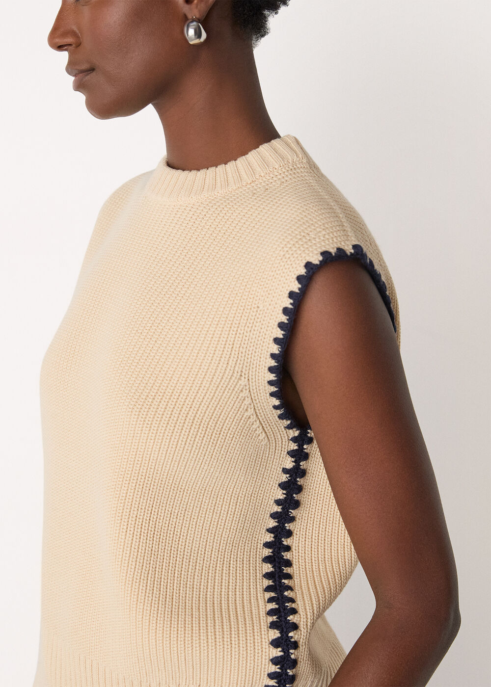 Blanket Stitch Wool Mix Tank