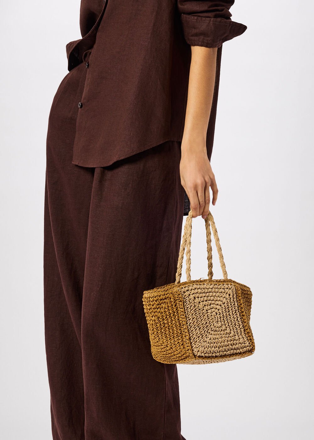 Patchwork Straw Mini Bag