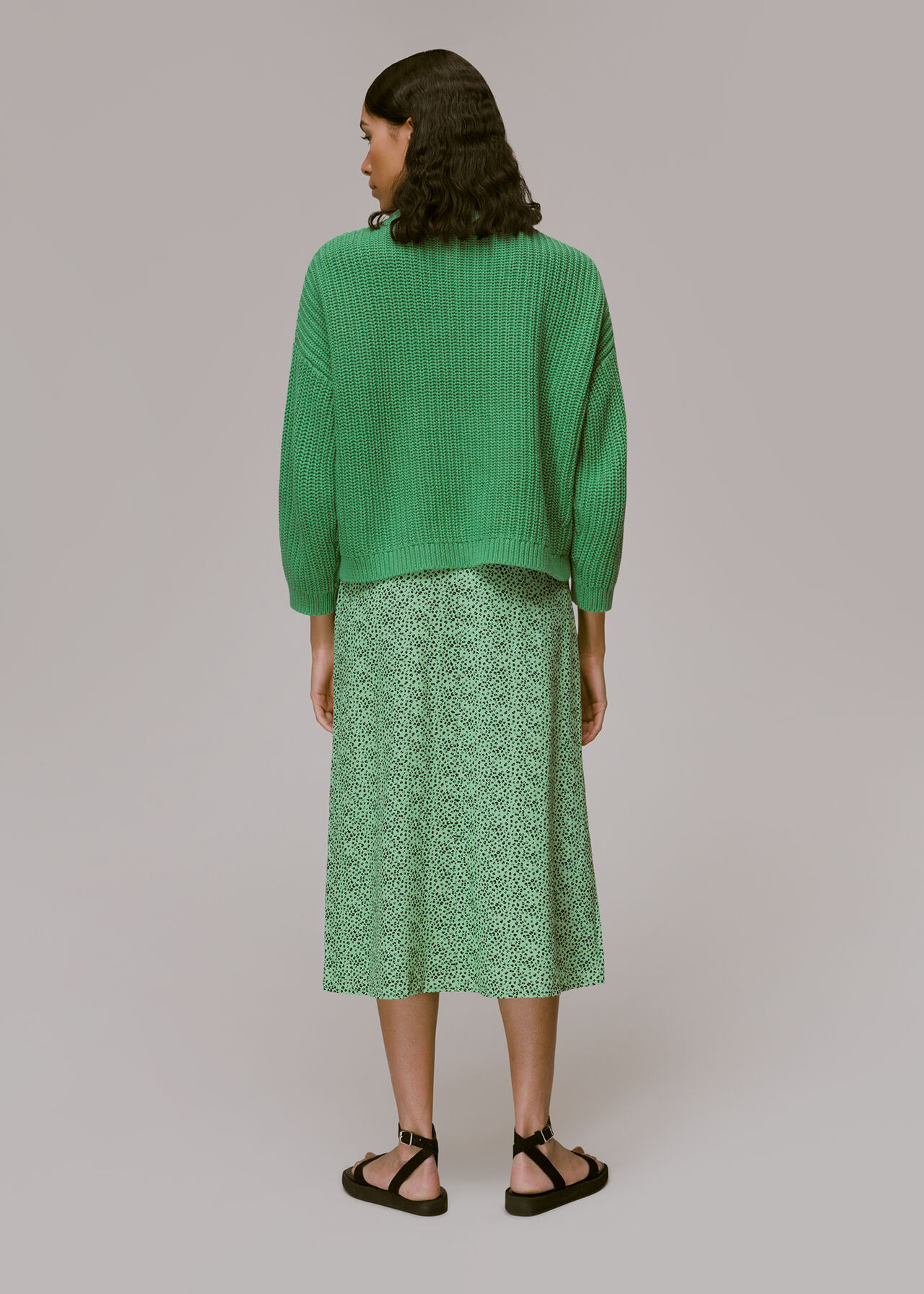 Ink Leopard Button Front Skirt