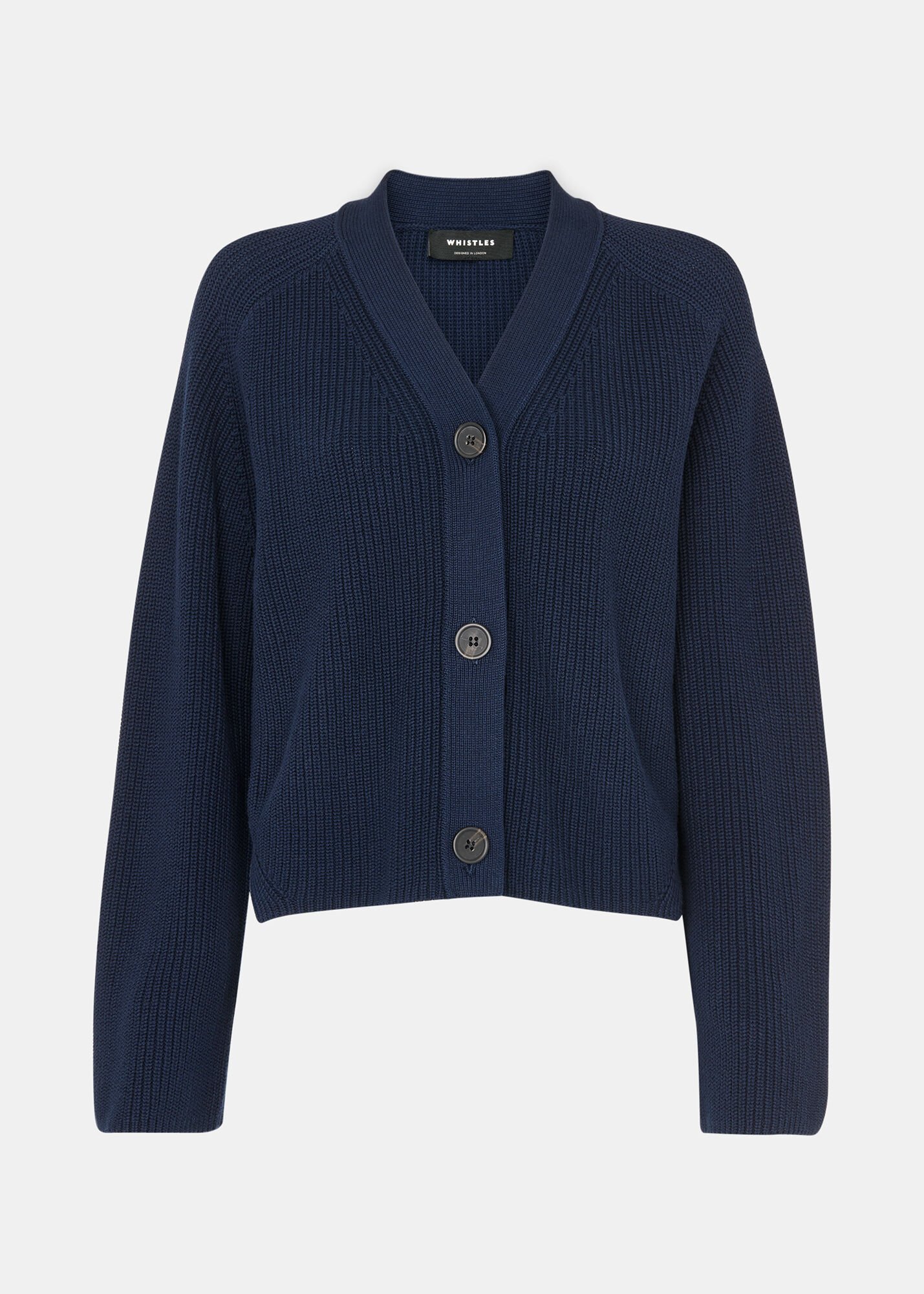 Navy Nala Cotton Cardigan | WHISTLES | Whistles US |
