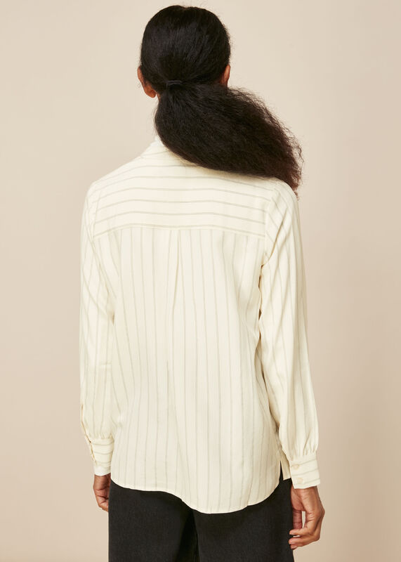 Cream Stripe Silk Shirt
