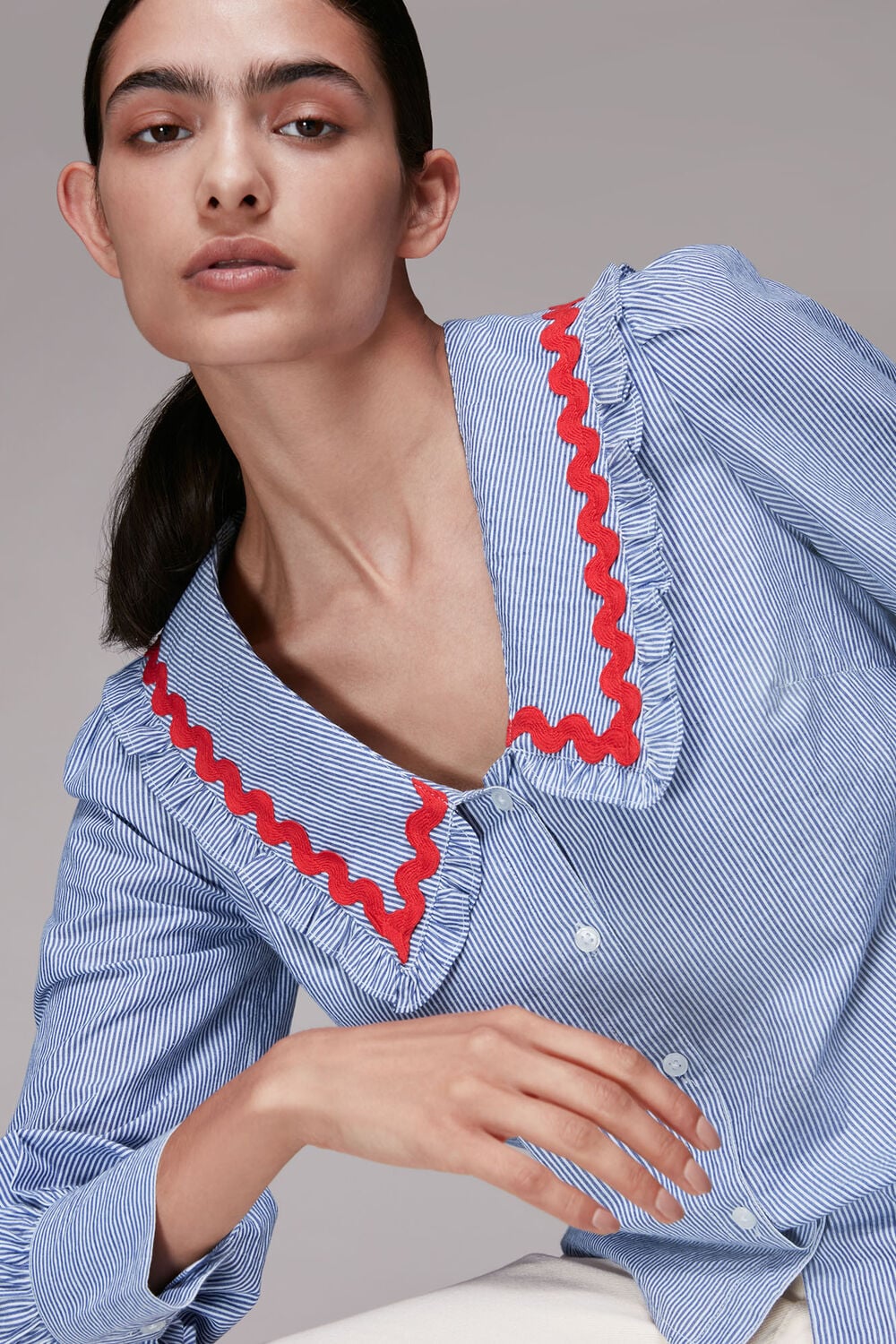 Ric Rac Detail Collar Top