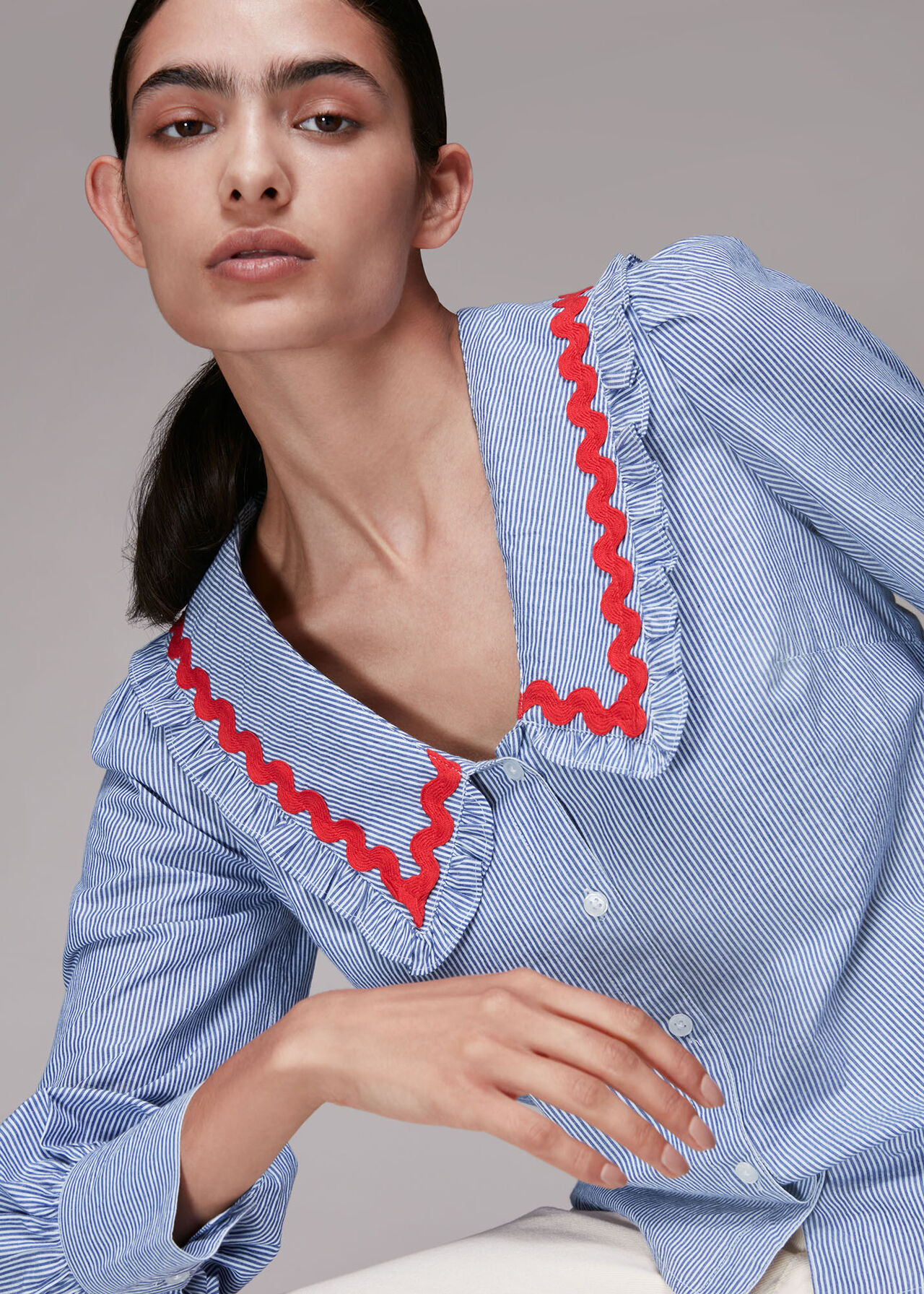 Ric Rac Detail Collar Top
