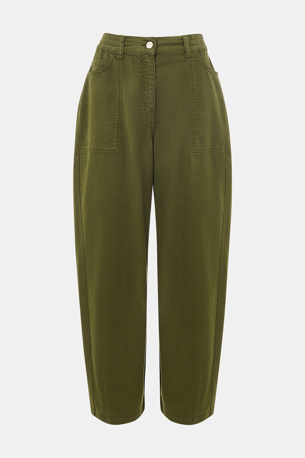 Khaki Casual Cotton Barrel Trouser