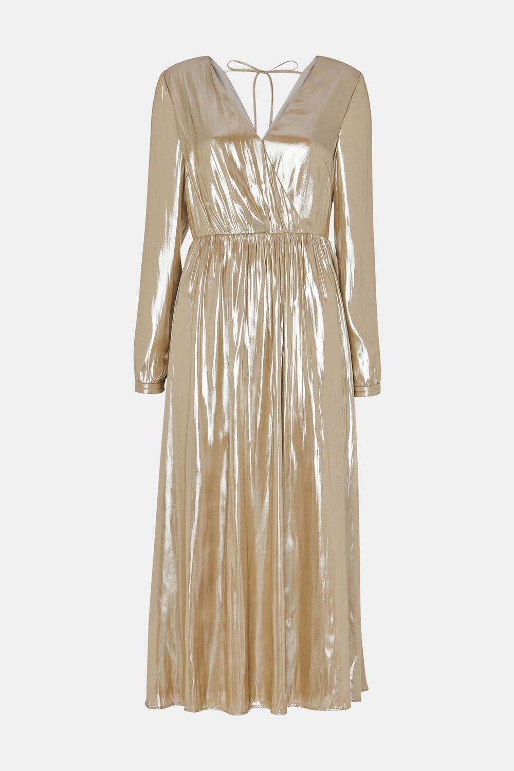 Metallic Wrap Front Dress