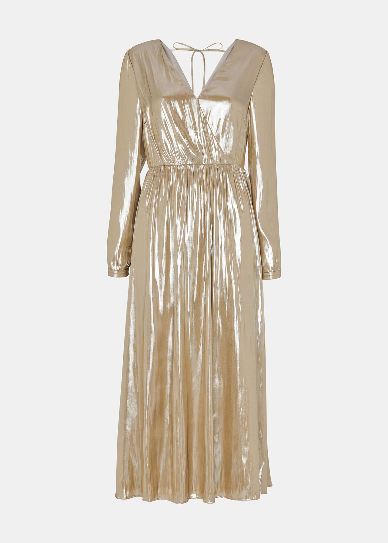 Metallic Wrap Front Dress