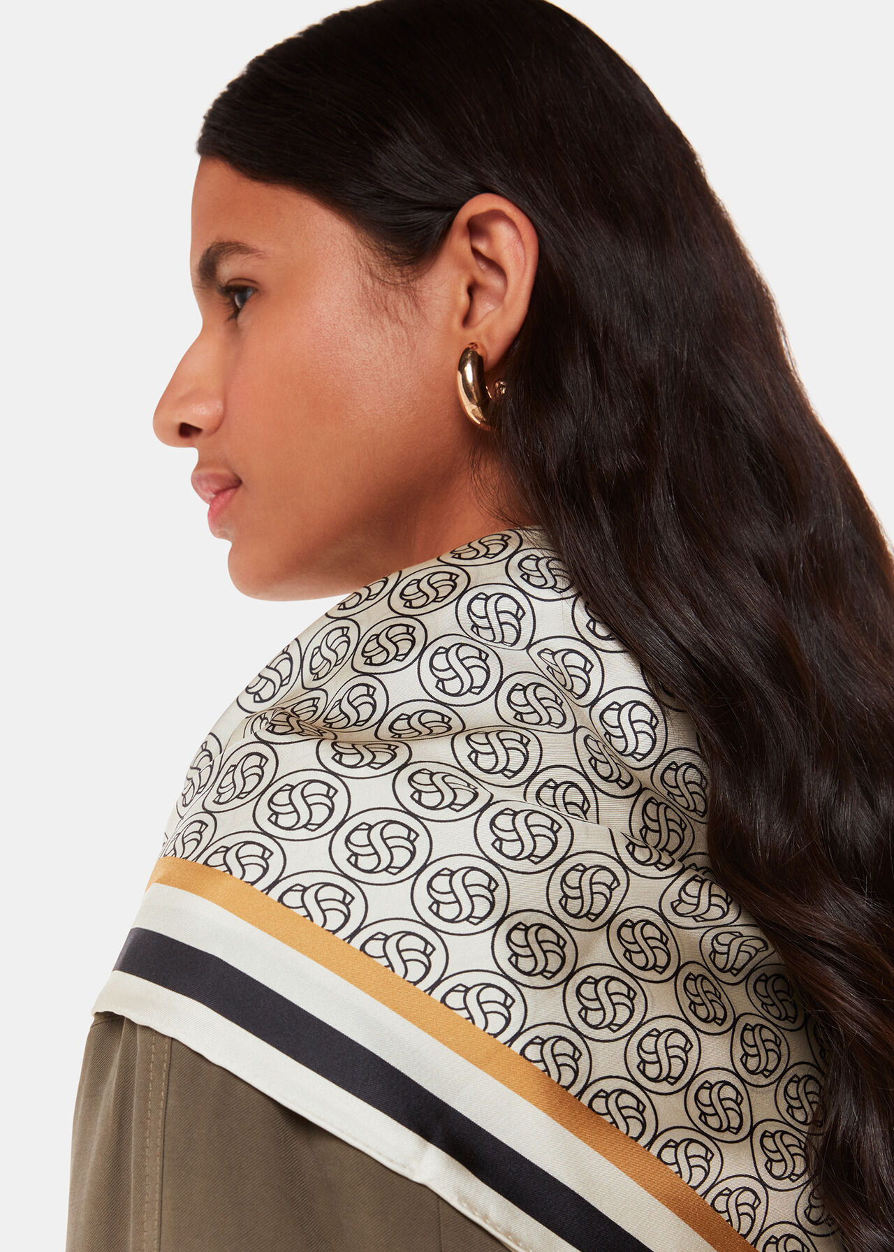 Sahar S Monogram Silk Scarf