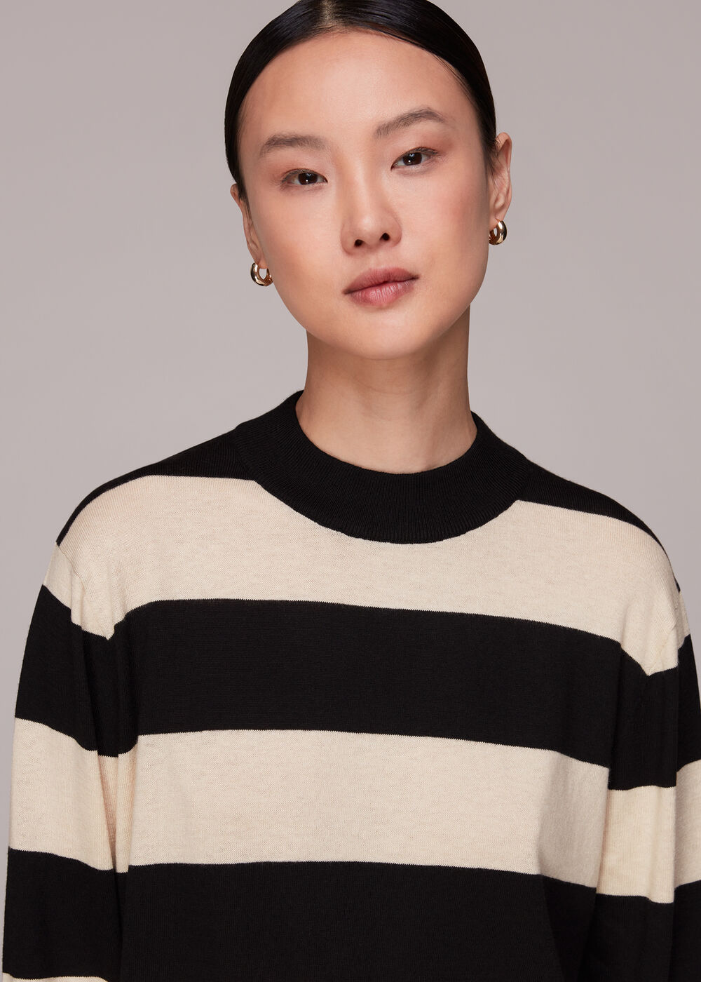Stripe High Neck Sweater