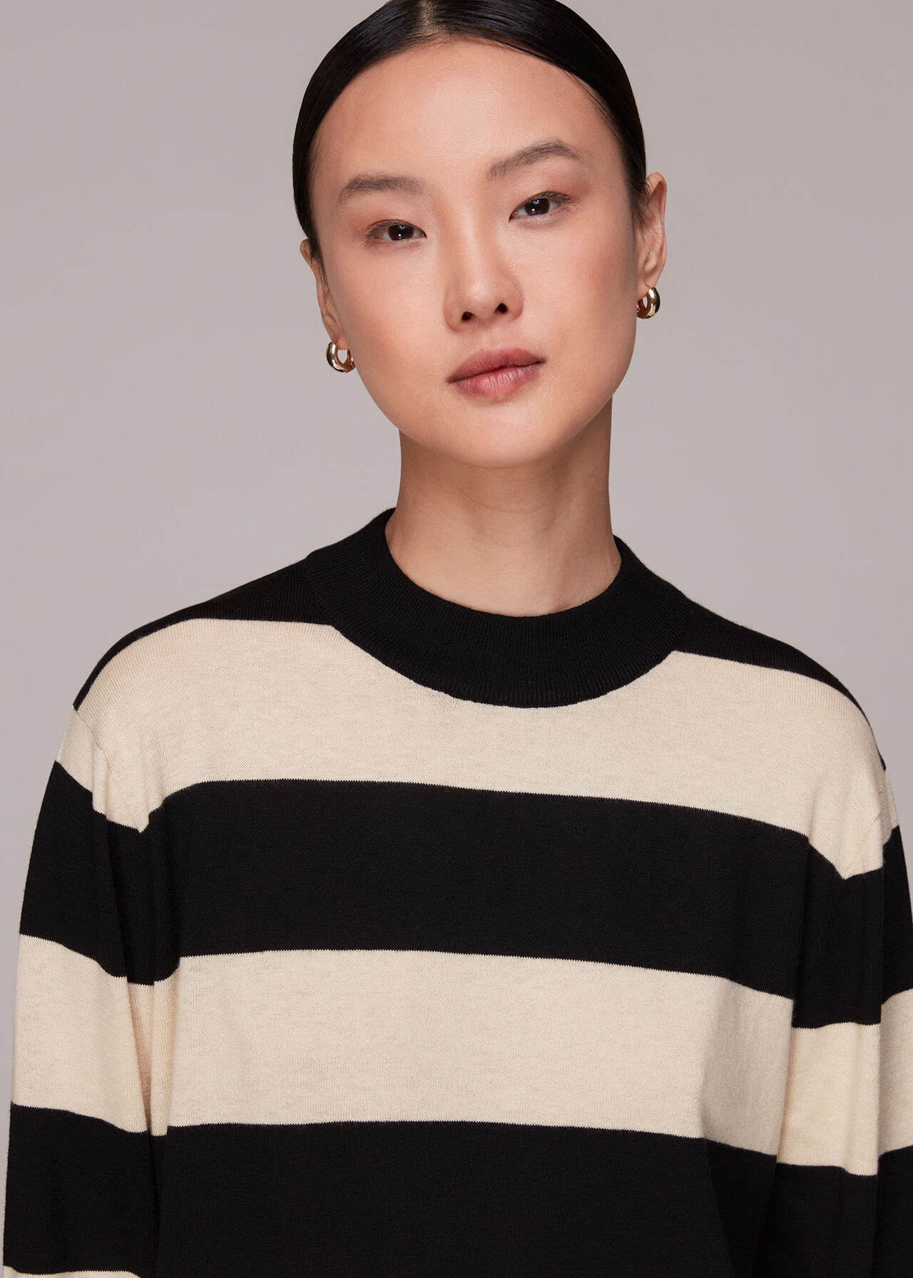 Stripe High Neck Sweater