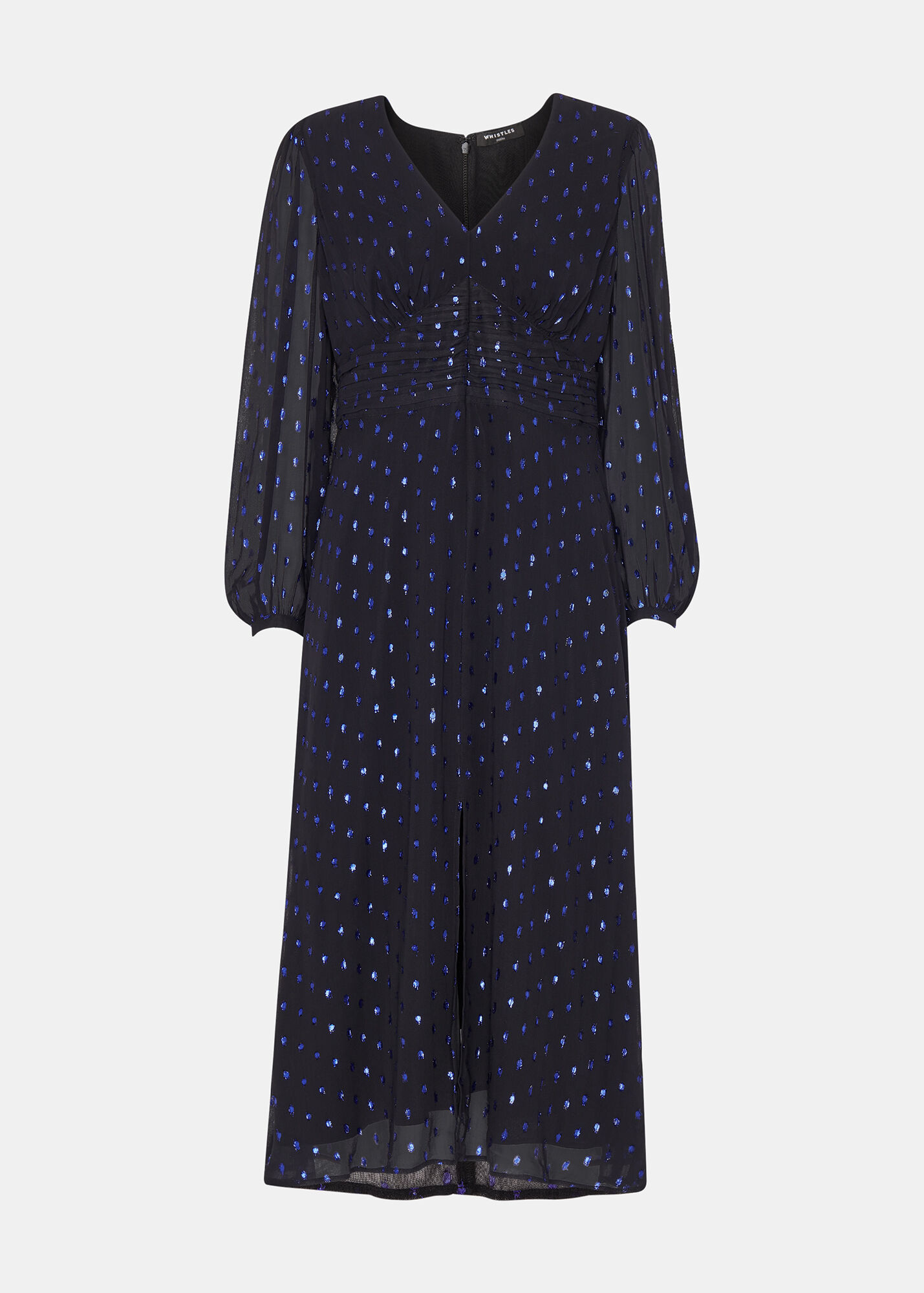 Navy/Multi Metallic Dobby Midi Dress WHISTLES