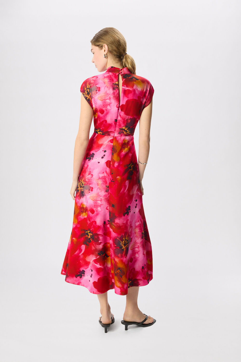 Pink Painterly Floral Midi Dress