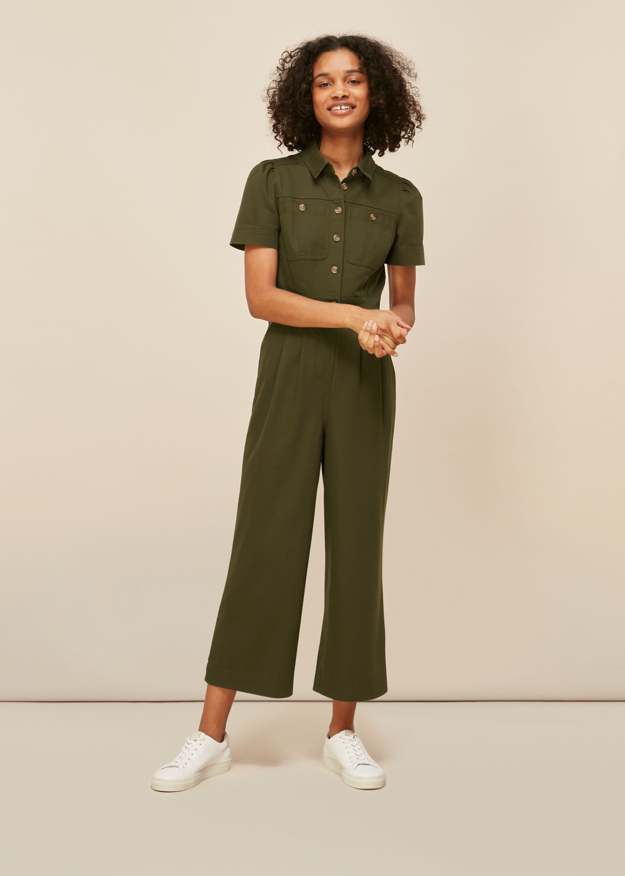 Khaki Emma Pocket Detail Jumpsuit WHISTLES
