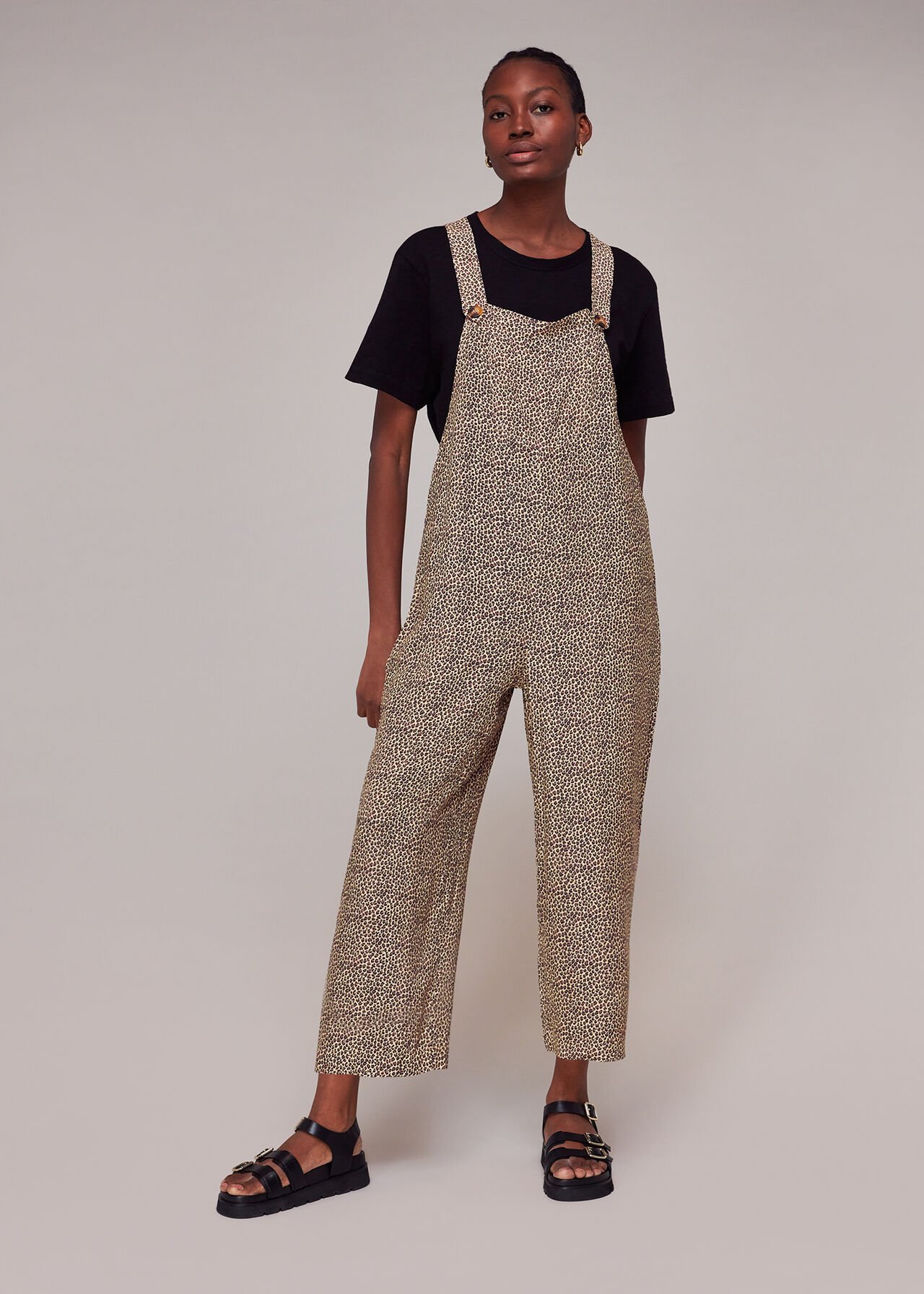 Rita Dashed Leopard Dungarees