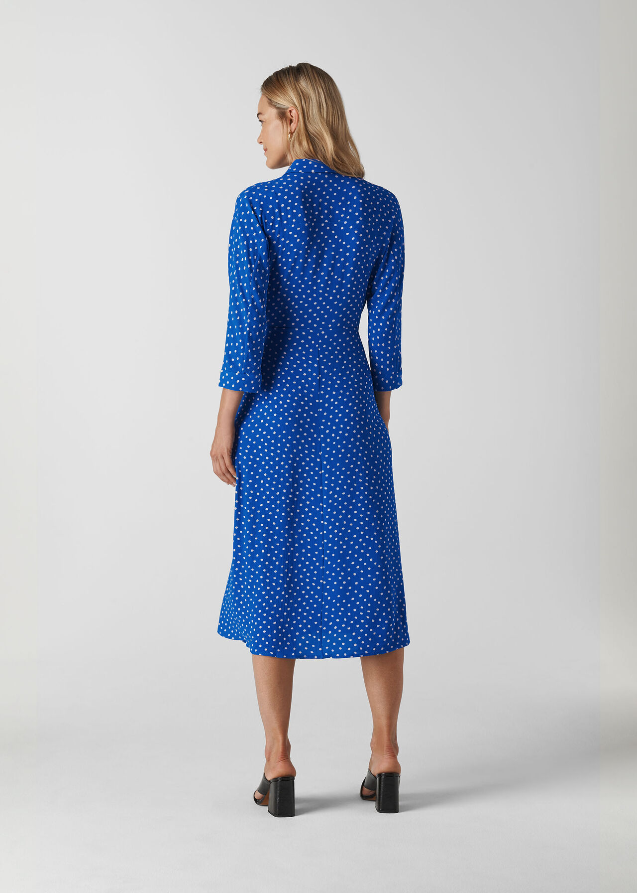 Abstract Spot Selma Tie Dress Blue/Multi