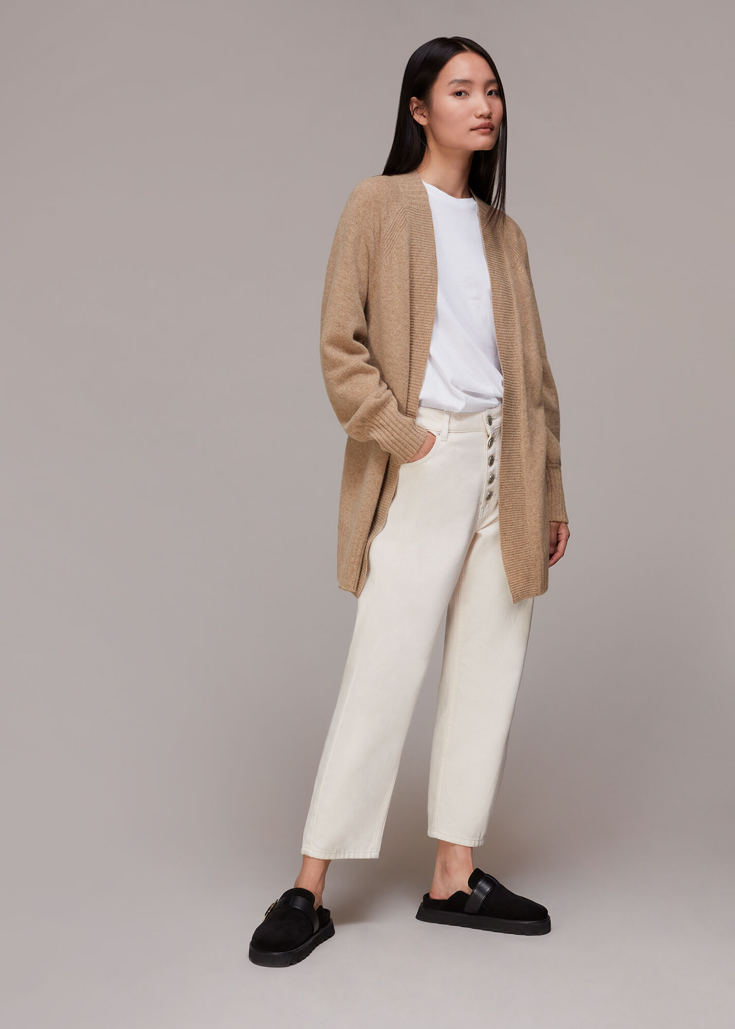 Oatmeal Knitted Wrap Cardigan WHISTLES