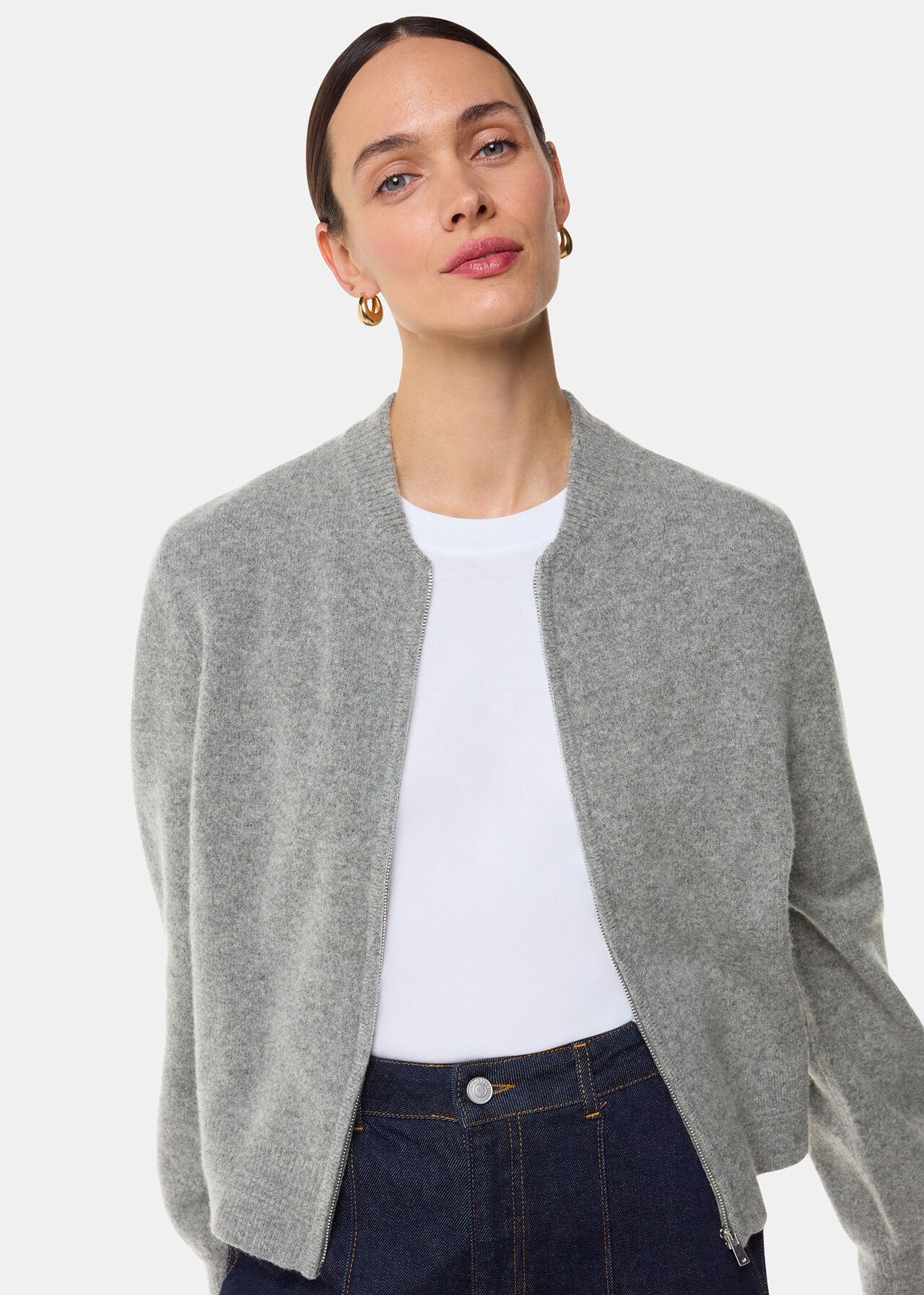 Zip Front Bomber Knit