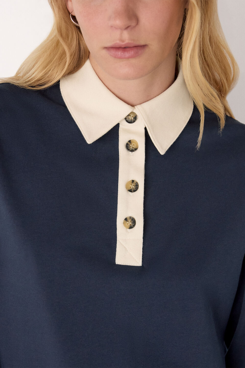 Navy Contrast Collar Polo Shirt
