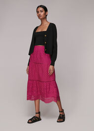 Broderie Midi Skirt Pink