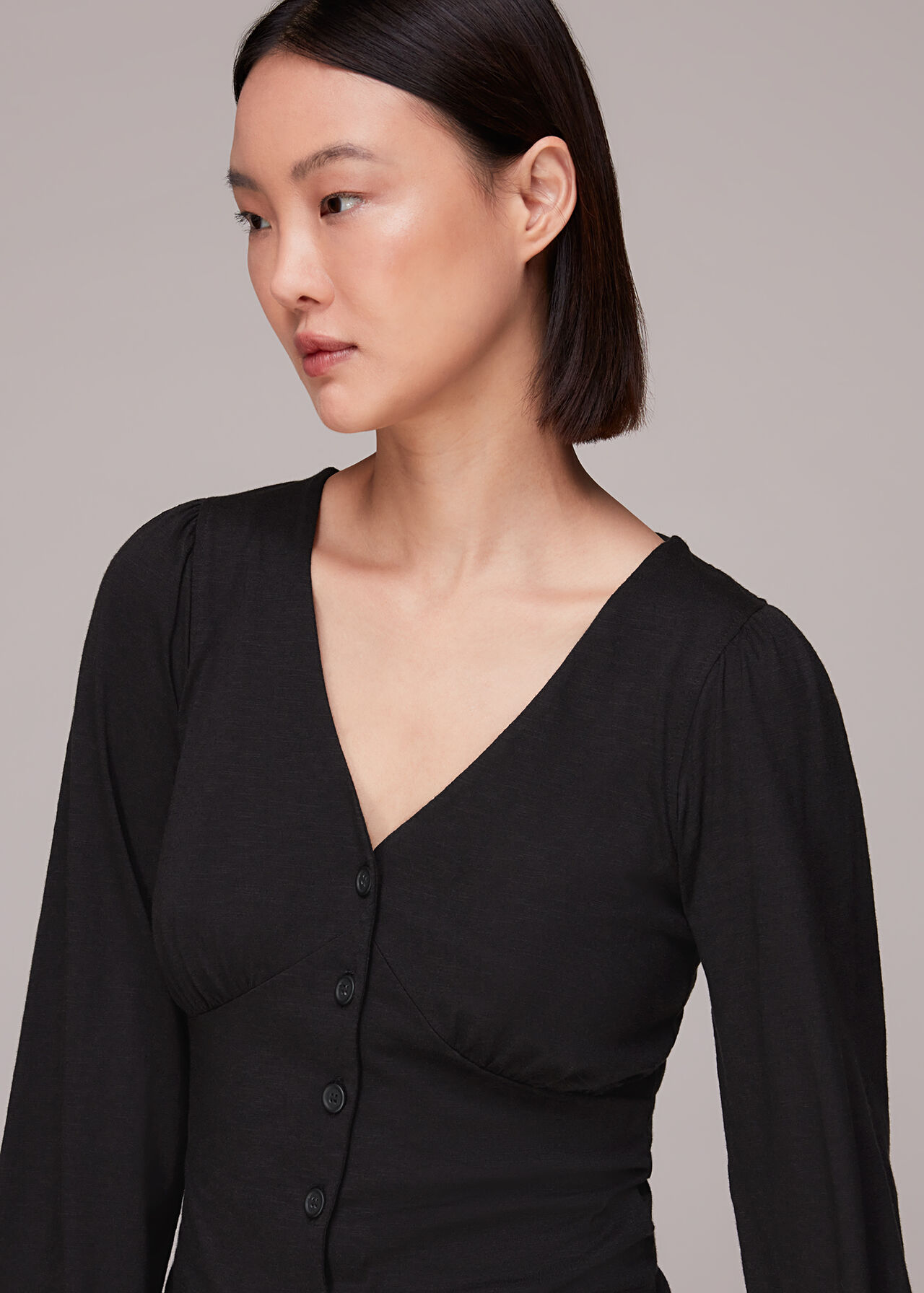 Amber V neck Button Top