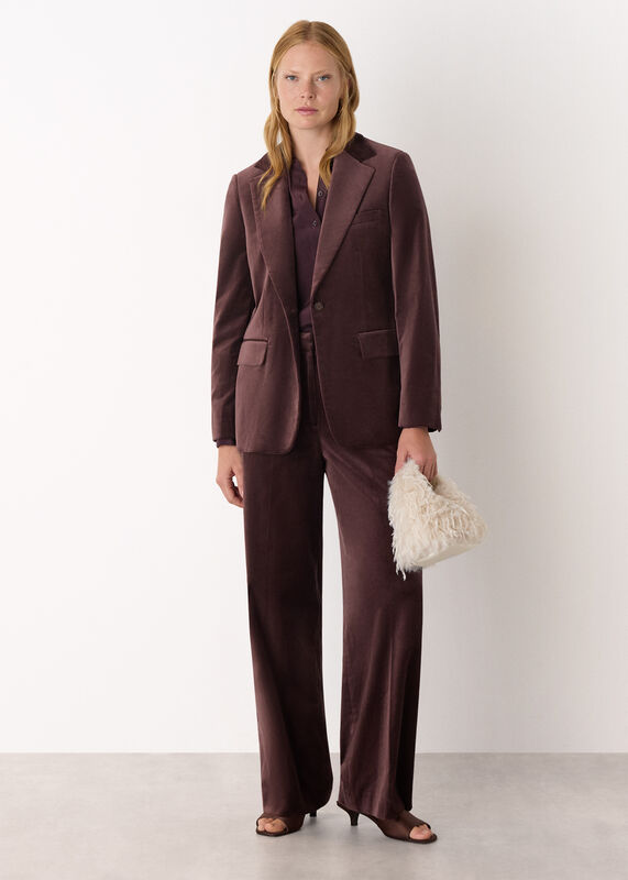 Brown Cotton Velvet Tailored Blazer