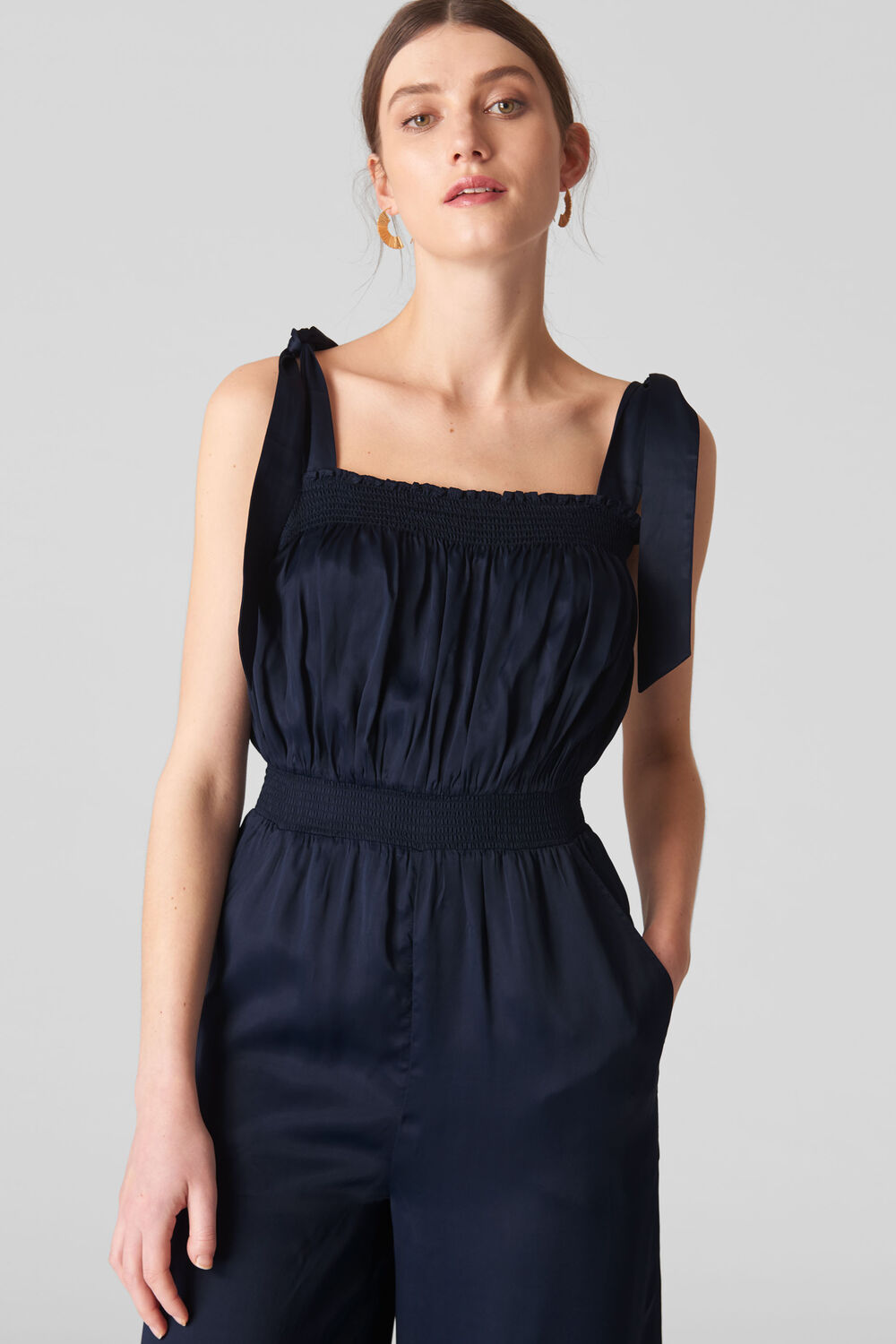 Ally Tie Shoulder Jumpsuit Navy